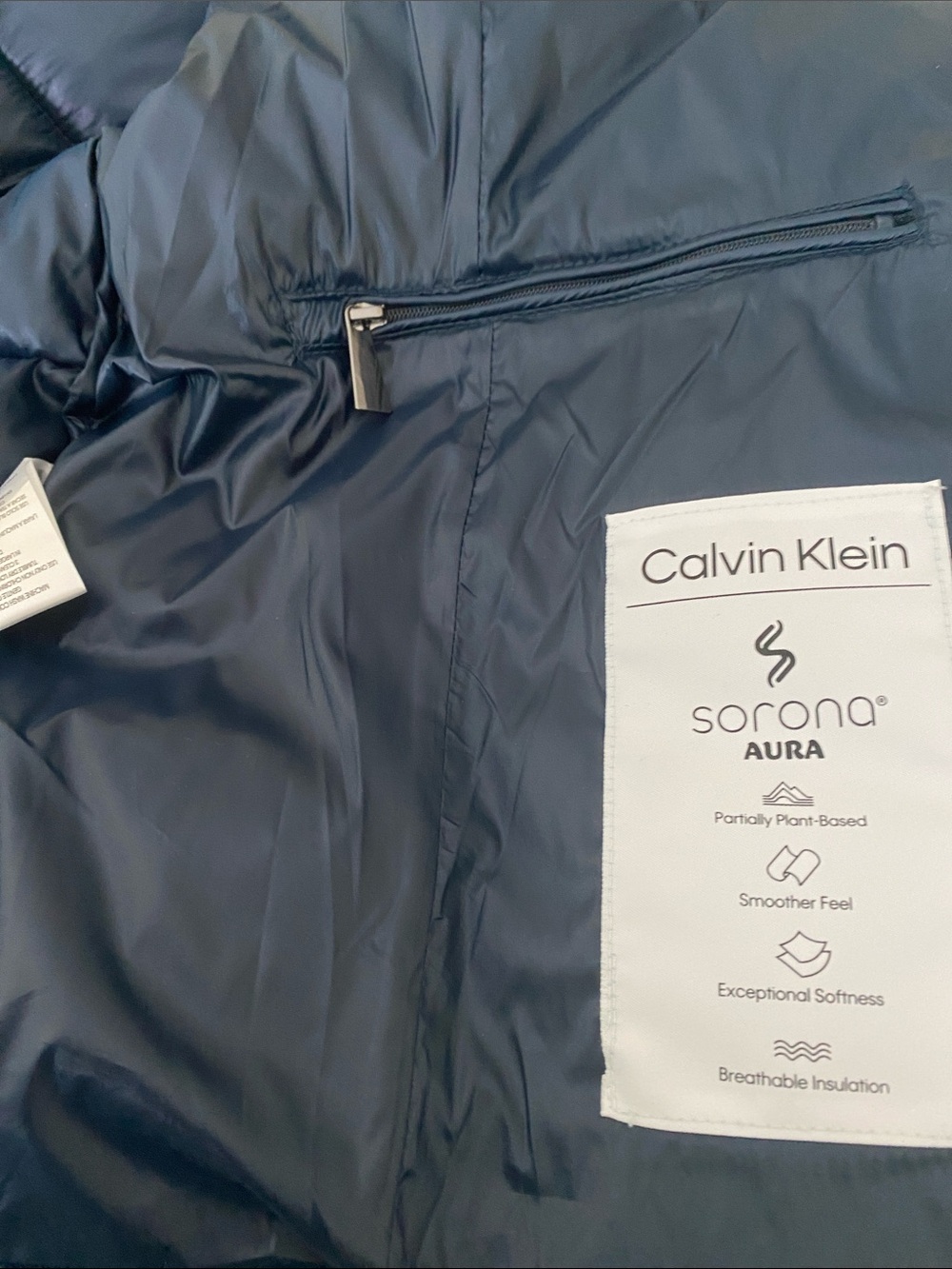 Calvin Klein Navy Blue Quilted Puffer Jacket with Hood - Picture 5 of 6